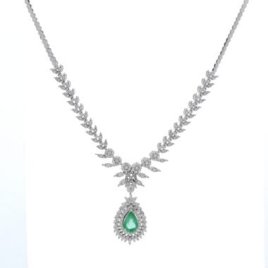 Radiant Emerald and Diamond Bridal Jewelry Set