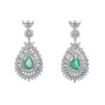 Radiant Emerald and Diamond Bridal Jewelry Set