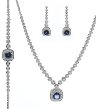 Sapphire and Diamond Halo Jewelry Set