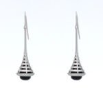 Elegant Silver and Black Cone Drop Earrings