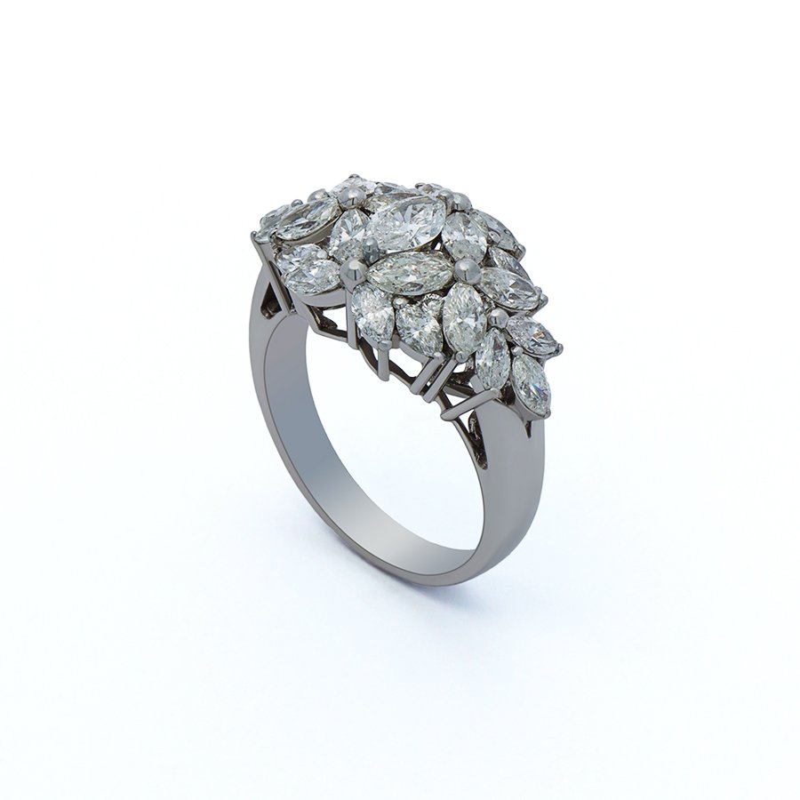 Luxurious Diamond Floral Dome Ring