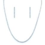 Elegant Diamond-Cut Tennis Necklace and Bar Earrings Set2