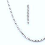 Elegant Diamond-Cut Tennis Necklace and Bar Earrings Set4