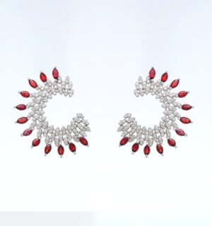Dazzling Crescent Ruby and Diamond Earrings
