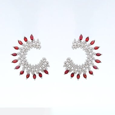 Dazzling Crescent Ruby and Diamond Earrings