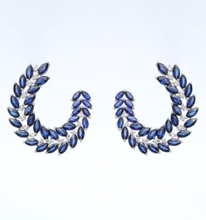 Graceful Sapphire and Diamond Crescent Earrings
