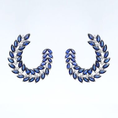 Graceful Sapphire and Diamond Crescent Earrings