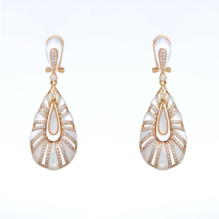 Radiant Gold and Mother-of-Pearl Teardrop Earrings