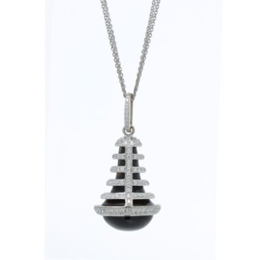 Black Onyx & Zirconia Pendant