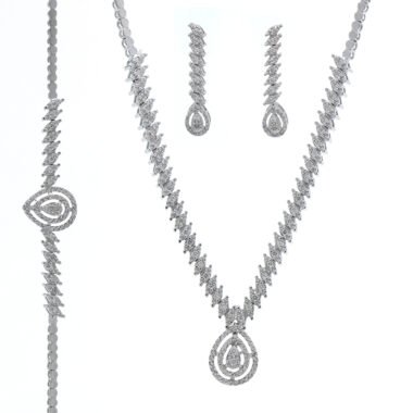Luxury Silver Spiral Teardrop Jewelry Set