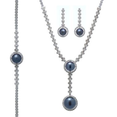 Elegant Black Pearl & Zirconia Jewelry Set