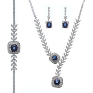 Royal Blue Sapphire & Zirconia Jewelry Set