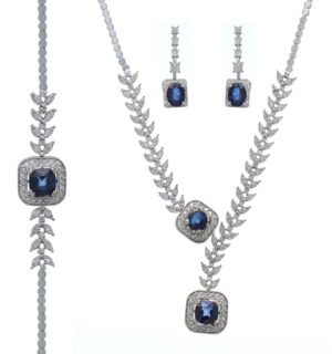 Royal Blue Sapphire & Zirconia Jewelry Set