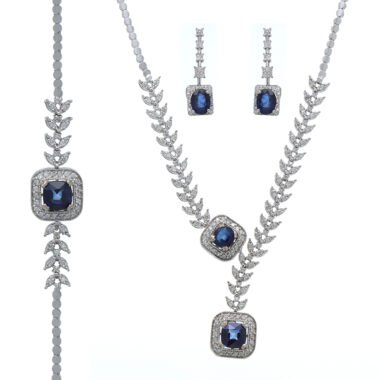 Royal Blue Sapphire & Zirconia Jewelry Set