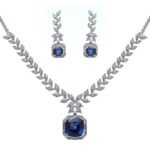 Majestic Blue Sapphire & Zirconia Necklace & Earrings Set