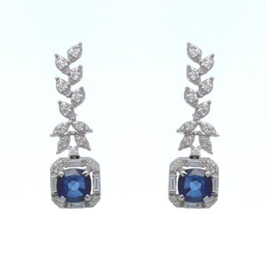Majestic Blue Sapphire & Zirconia Necklace & Earrings Set