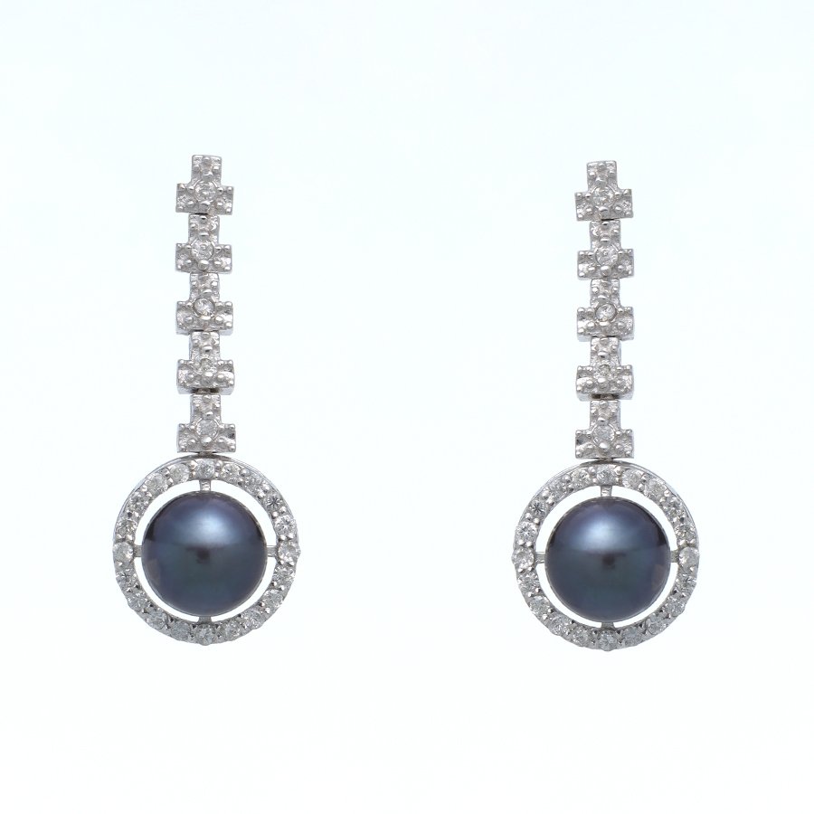 Elegant Black Pearl & Zirconia Jewelry Set