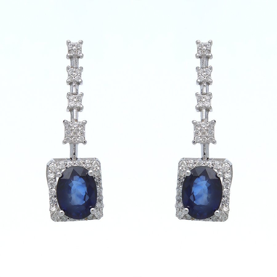 Royal Blue Sapphire & Zirconia Jewelry Set