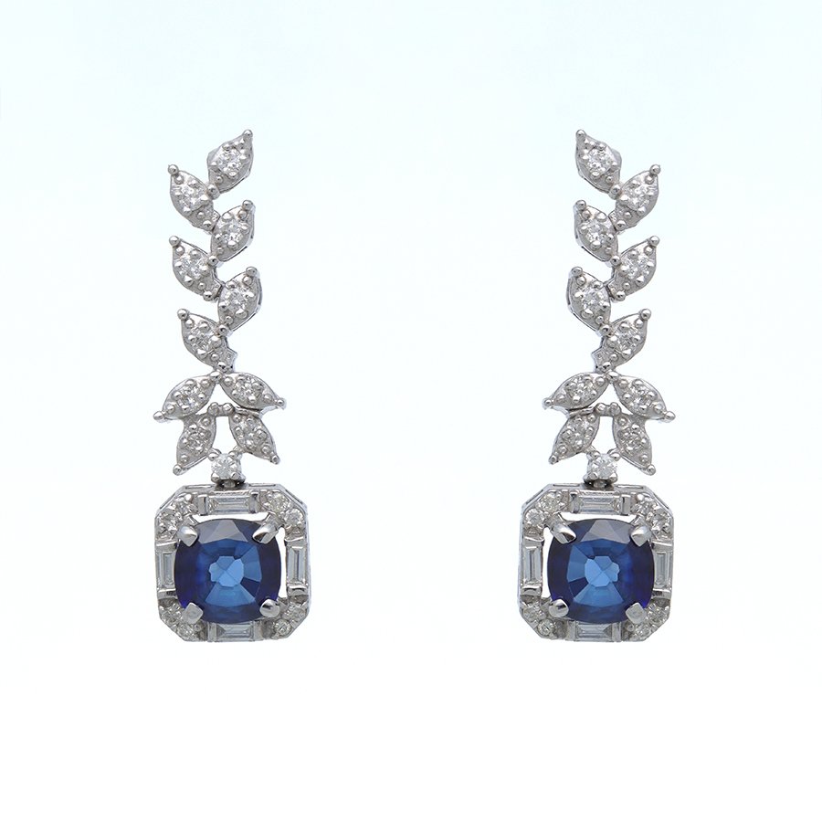 Majestic Blue Sapphire & Zirconia Necklace & Earrings Set